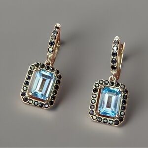19.05 Ctw Swiss Blue Topaz & Spinel Earrings | 925 Silver